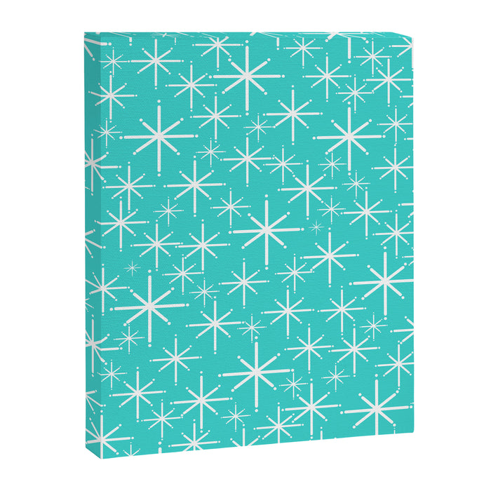 Mid Century Modern Twinkling Starburst Pattern in Robins Egg Turquoise Blue and White Canvas Print Gallery Image 1