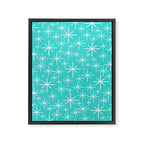 Mid Century Modern Twinkling Starburst Pattern in Robins Egg Turquoise Blue and White Framed Canvas Print Gallery Image 8