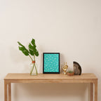 Mid Century Modern Twinkling Starburst Pattern in Robins Egg Turquoise Blue and White Framed Canvas Print Gallery Image 4