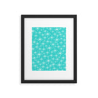 Mid Century Modern Twinkling Starburst Pattern in Robins Egg Turquoise Blue and White Framed Art Print Gallery Image 6