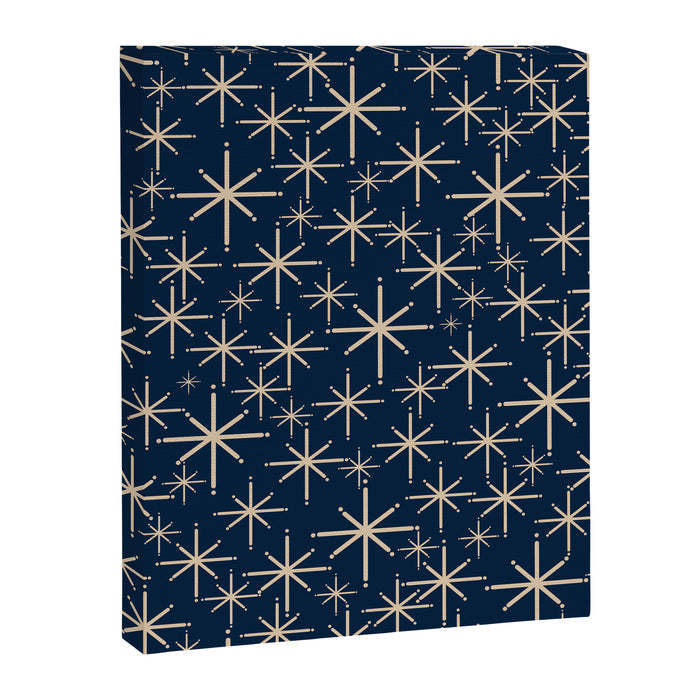 Mid Century Modern Twinkling Starburst Retro Atomic Pattern in Navy Blue and Beige  Canvas Print Gallery Image 1