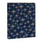 Mid Century Modern Twinkling Starburst Retro Atomic Pattern in Navy Blue and Beige  Canvas Print Gallery Image 8