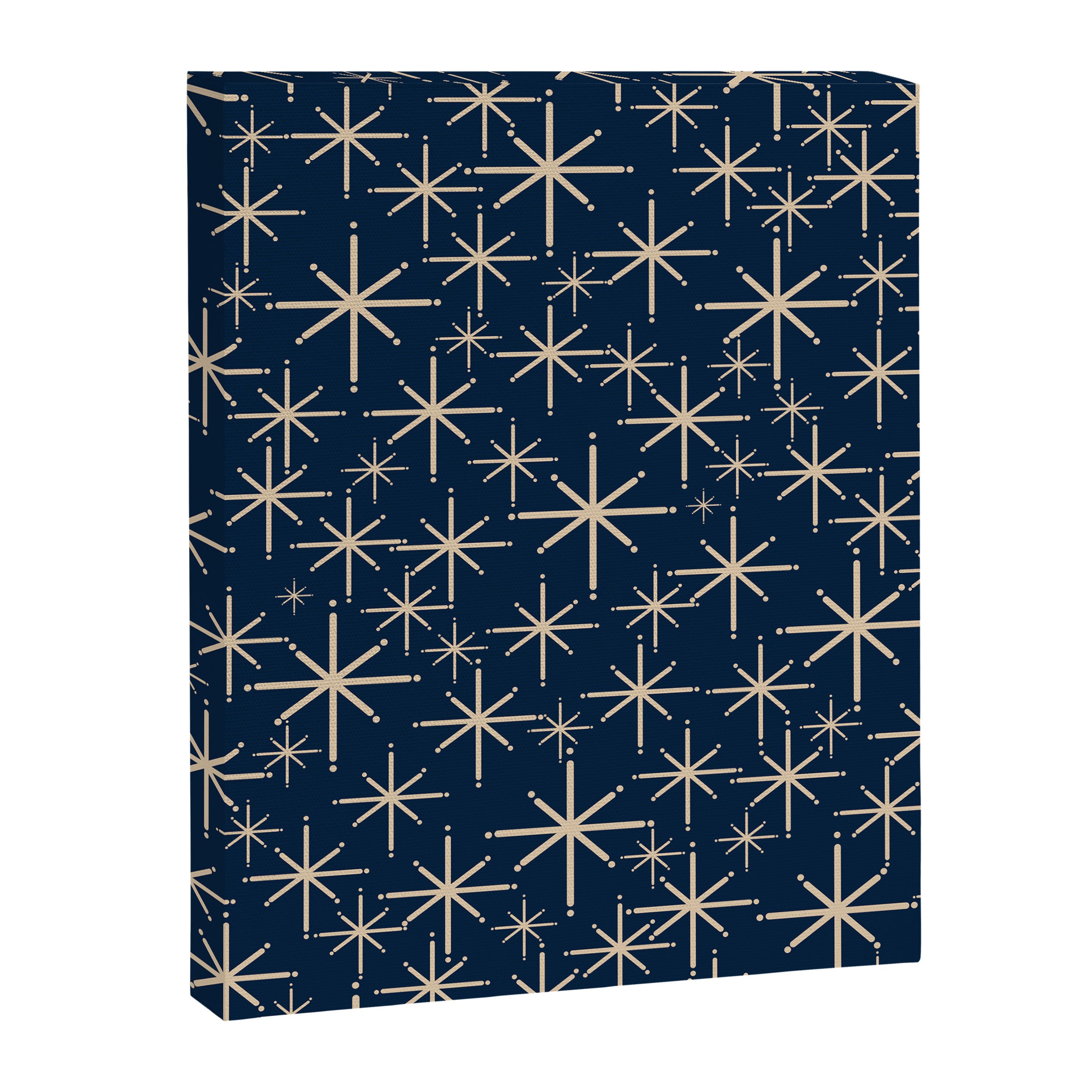 Mid Century Modern Twinkling Starburst Retro Atomic Pattern in Navy Blue and Beige  Canvas Print Gallery Image 8