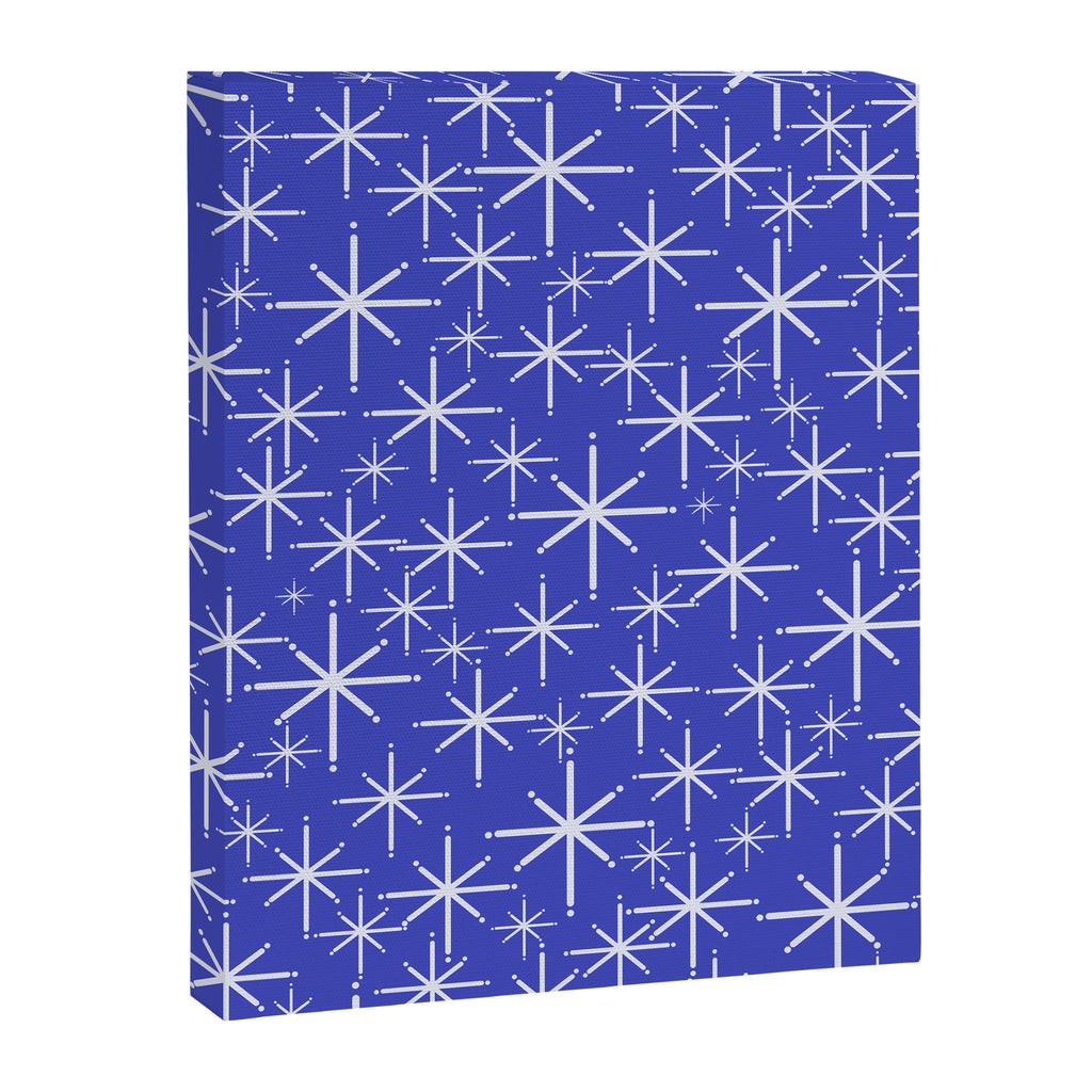 Mid Century Modern Twinkling Stars Retro Atomic Pattern in Blue Canvas Print Gallery Image 8