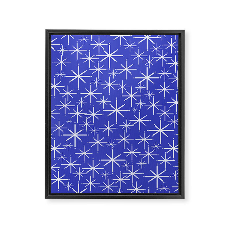 Mid Century Modern Twinkling Stars Retro Atomic Pattern in Blue Framed Canvas Print Gallery Image 8