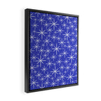 Mid Century Modern Twinkling Stars Retro Atomic Pattern in Blue Framed Canvas Print Gallery Image 2