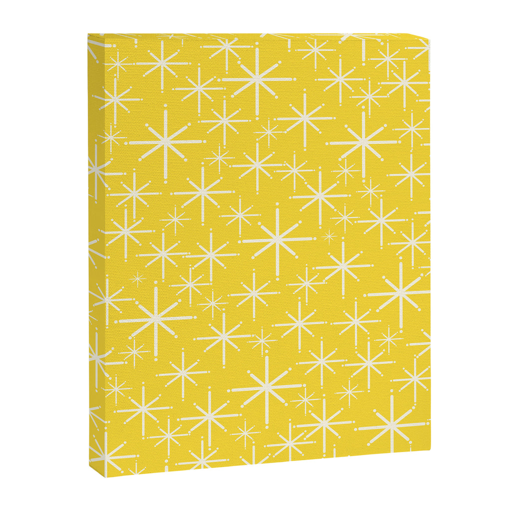 Mid Century Modern Twinkling Stars Retro Atomic Pattern in Cheerful Yellow Canvas Print Gallery Image 8