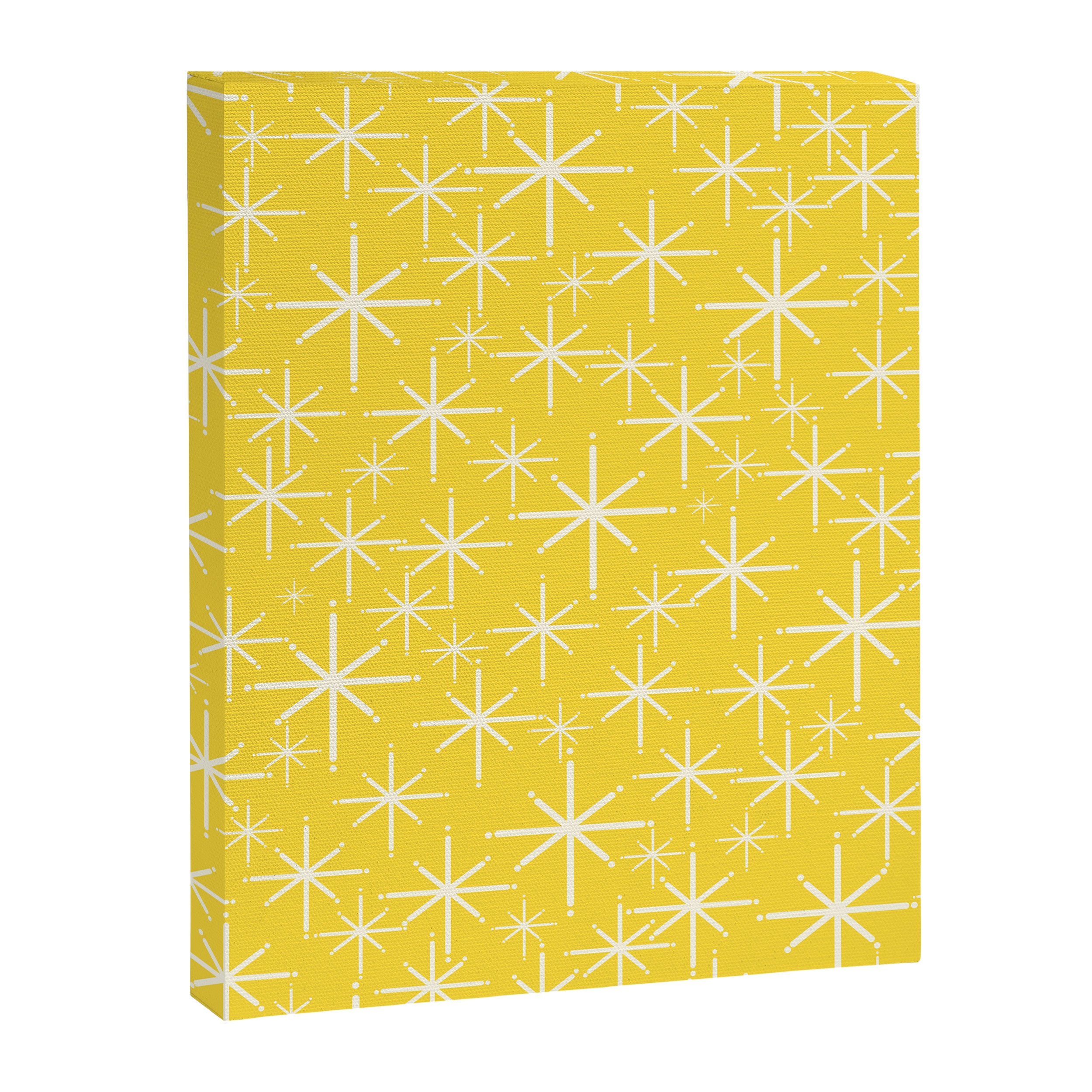 Mid Century Modern Twinkling Stars Retro Atomic Pattern in Cheerful Yellow Canvas Print Gallery Image 8