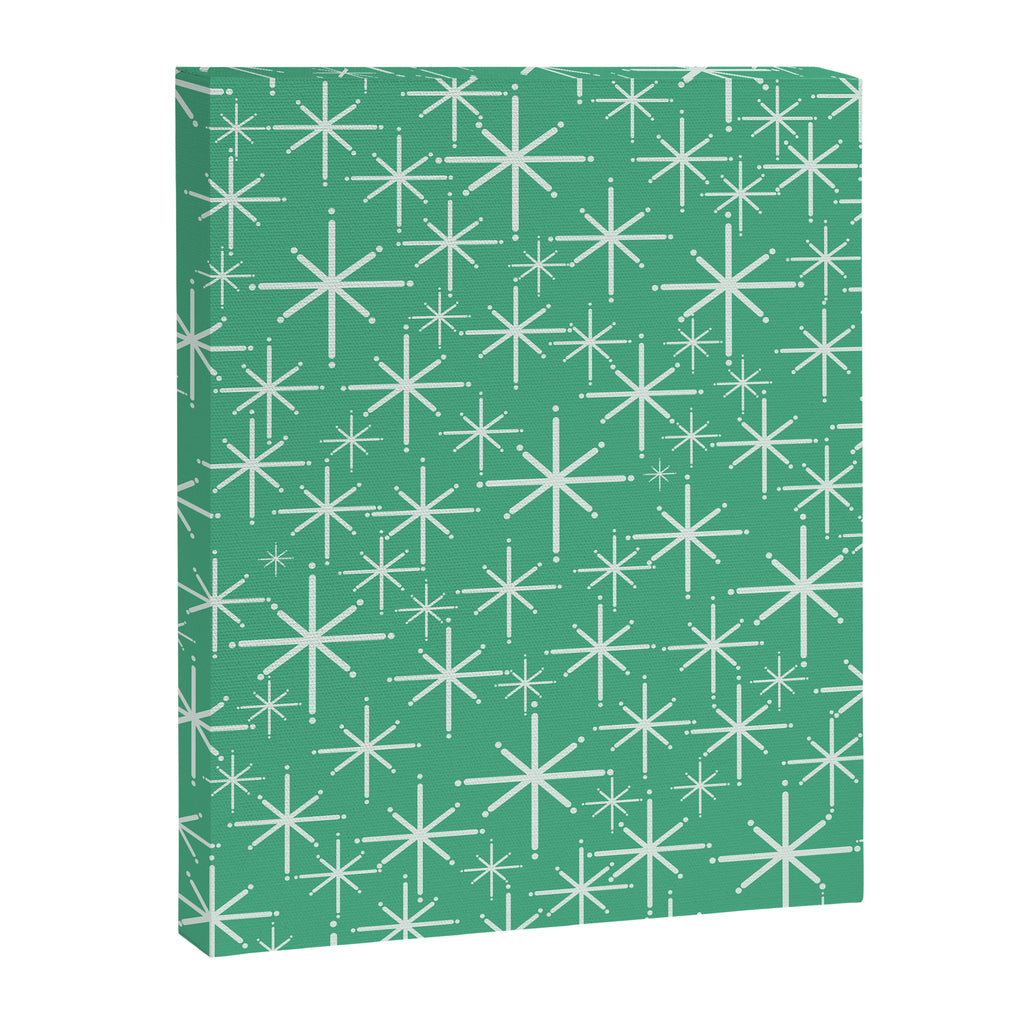 Mid Century Modern Twinkling Stars Retro Atomic Pattern in Green Teal Canvas Print Gallery Image 8