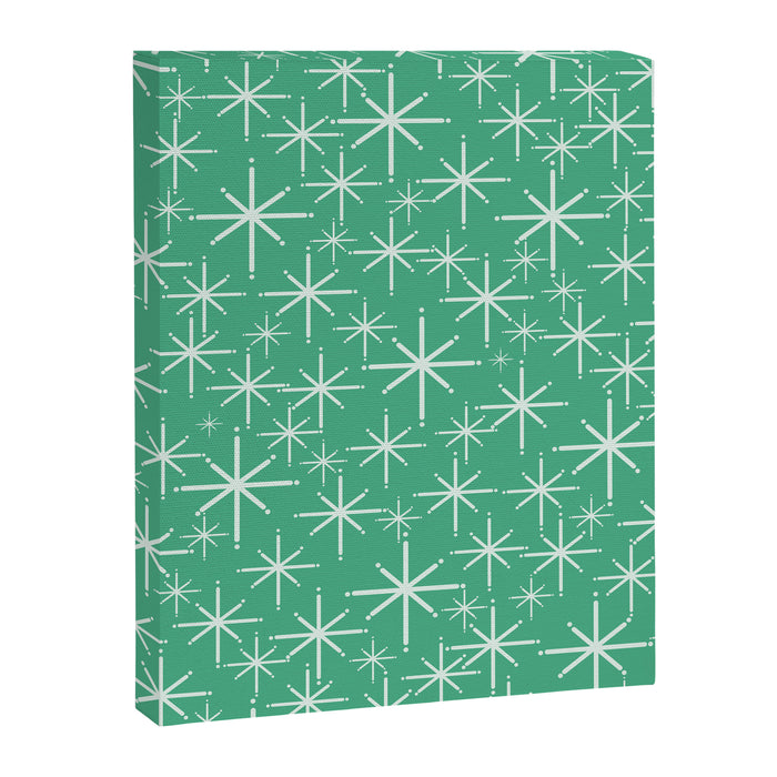 Mid Century Modern Twinkling Stars Retro Atomic Pattern in Green Teal Canvas Print Gallery Image 1