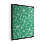 Mid Century Modern Twinkling Stars Retro Atomic Pattern in Green Teal Framed Canvas Print Gallery Image 2