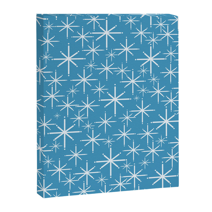 Mid Century Modern Twinkling Stars Retro Atomic Pattern in Middle Blue Canvas Print Gallery Image 1