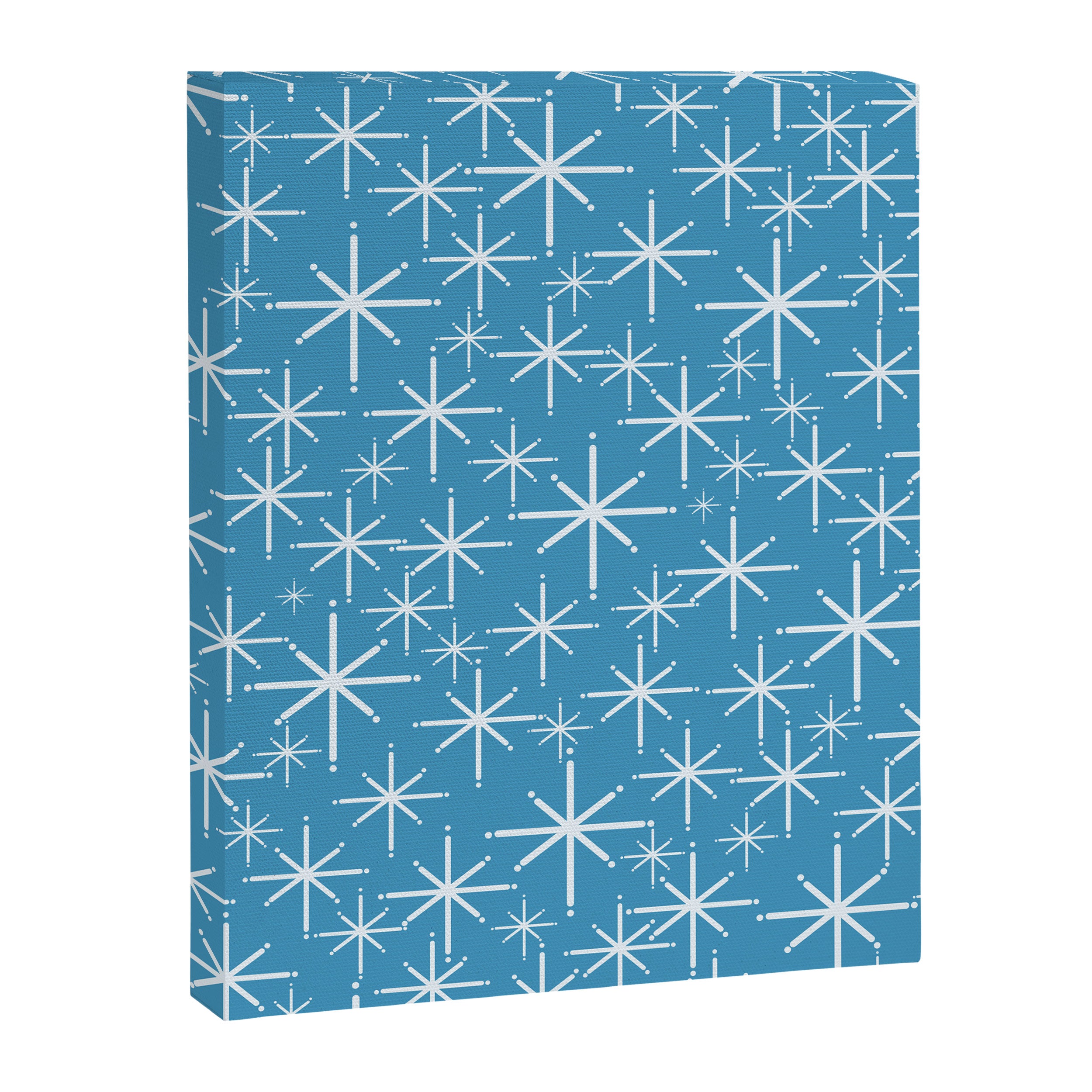Mid Century Modern Twinkling Stars Retro Atomic Pattern in Middle Blue Canvas Print Gallery Image 8