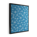 Mid Century Modern Twinkling Stars Retro Atomic Pattern in Middle Blue Framed Canvas Print Gallery Image 2