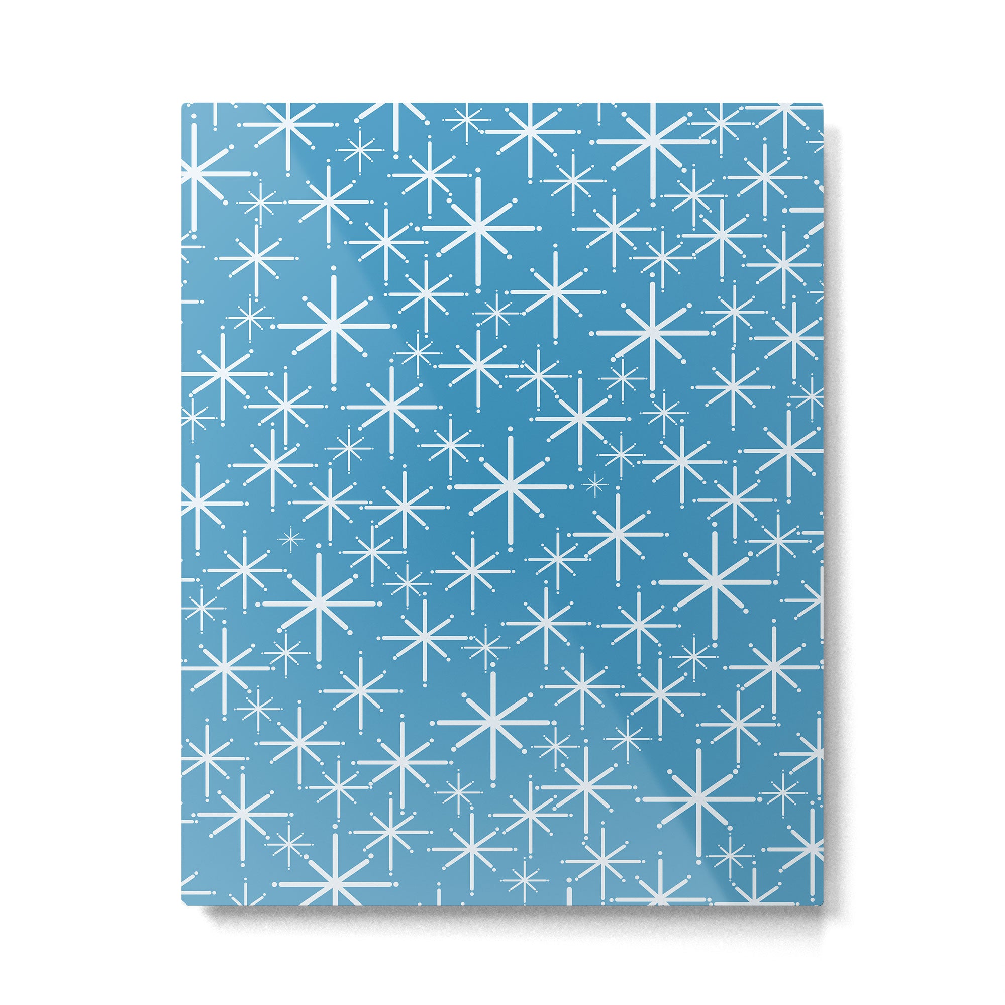 Mid Century Modern Twinkling Stars Retro Atomic Pattern in Middle Blue Metal Print Gallery Image 6
