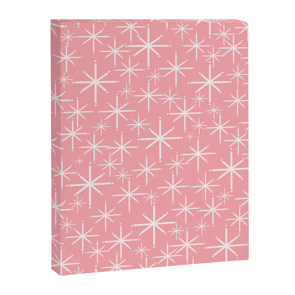 Mid Century Modern Twinkling Stars Retro Atomic Pattern in Pink Canvas Print Gallery Image 8