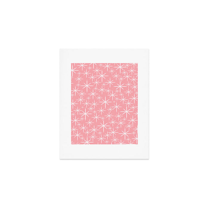 Mid Century Modern Twinkling Stars Retro Atomic Pattern in Pink Art Print Gallery Image 1