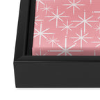 Mid Century Modern Twinkling Stars Retro Atomic Pattern in Pink Framed Canvas Print Gallery Image 3