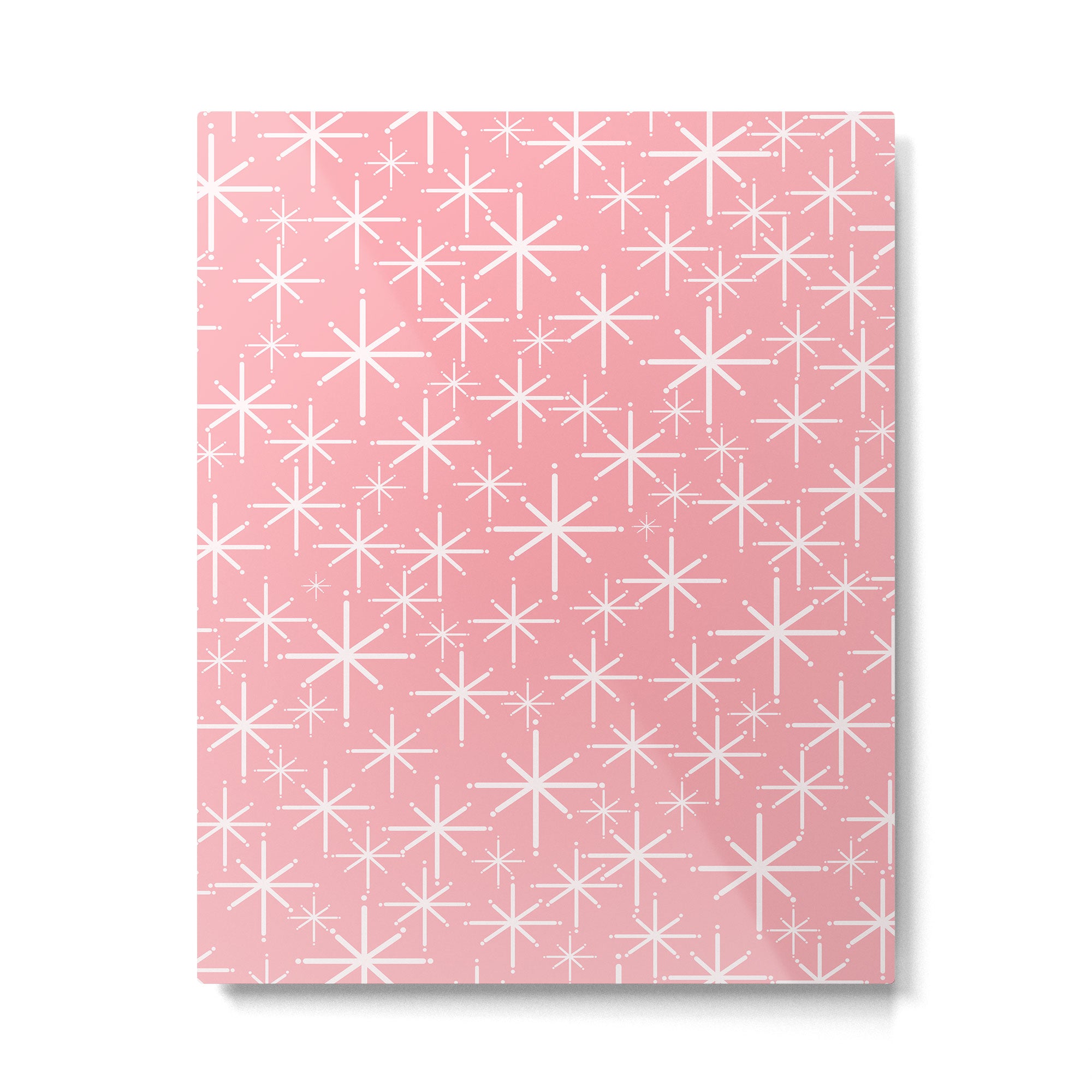 Mid Century Modern Twinkling Stars Retro Atomic Pattern in Pink Metal Print Gallery Image 6