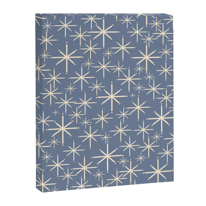 Mid Century Modern Twinkling Stars Retro Atomic Pattern in Stone Blue and Cream Canvas Print Gallery Image 1