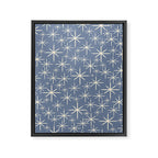 Mid Century Modern Twinkling Stars Retro Atomic Pattern in Stone Blue and Cream Framed Canvas Print Gallery Image 8