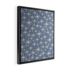 Mid Century Modern Twinkling Stars Retro Atomic Pattern in Stone Blue and Cream Framed Canvas Print Gallery Image 2