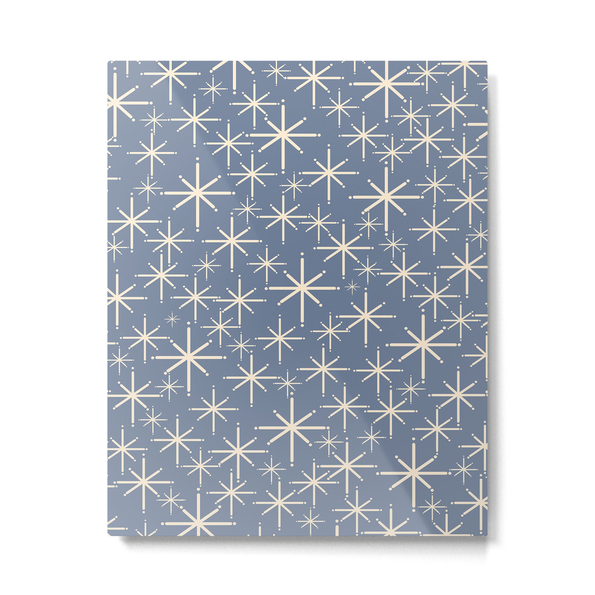 Mid Century Modern Twinkling Stars Retro Atomic Pattern in Stone Blue and Cream Metal Print Gallery Image 6