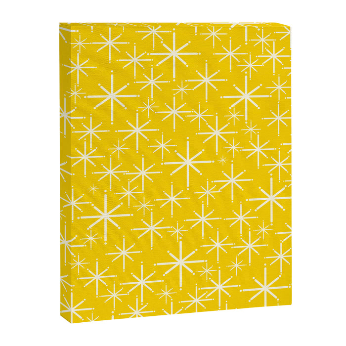 Mid Century Modern Twinkling Stars Retro Atomic Pattern in Yellow Canvas Print Gallery Image 1