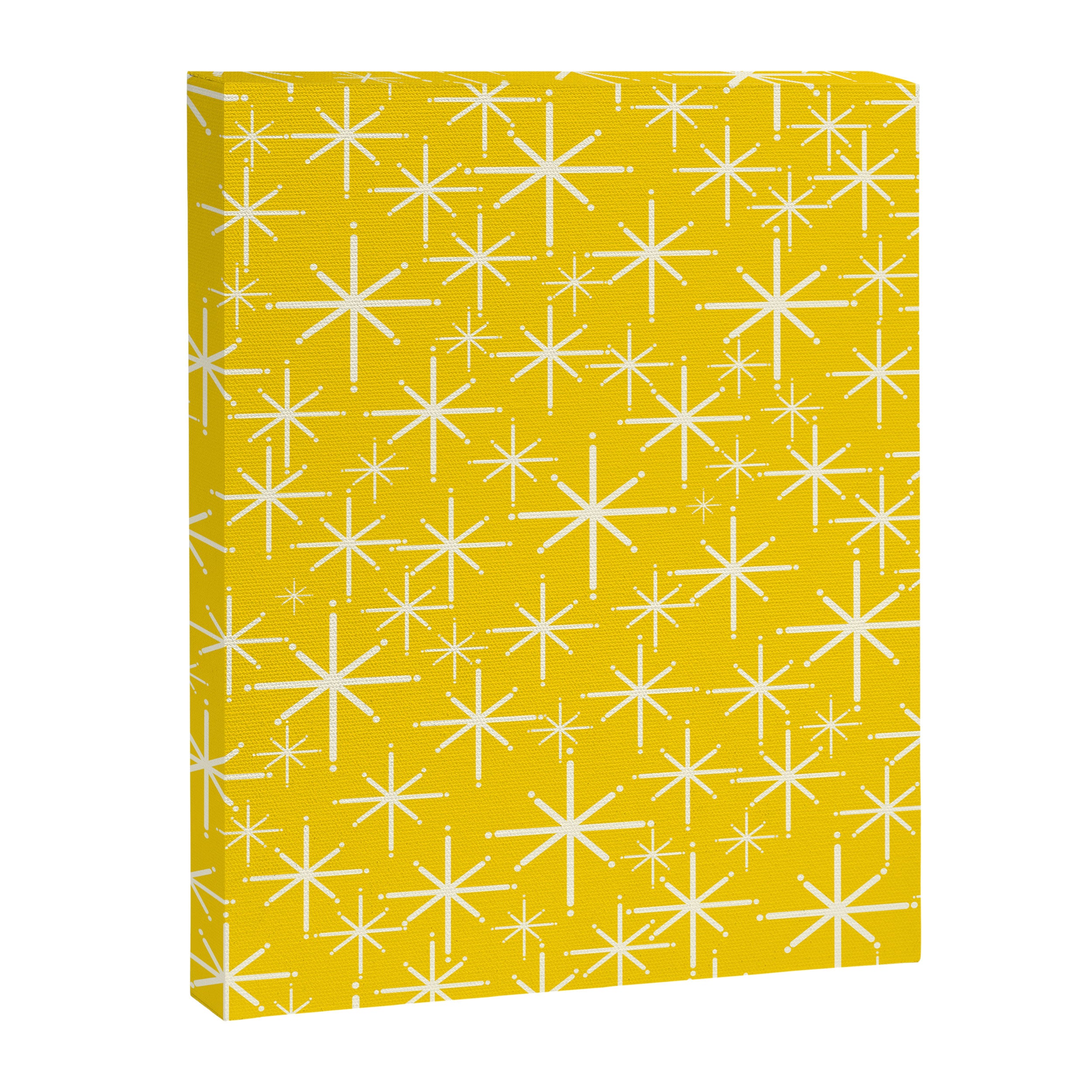 Mid Century Modern Twinkling Stars Retro Atomic Pattern in Yellow Canvas Print Gallery Image 8
