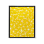 Mid Century Modern Twinkling Stars Retro Atomic Pattern in Yellow Framed Canvas Print Gallery Image 8