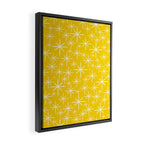 Mid Century Modern Twinkling Stars Retro Atomic Pattern in Yellow Framed Canvas Print Gallery Image 2