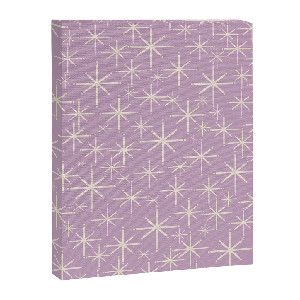 Mid Century Modern Twinkling Stars Retro Atomic Pattern Lavender Cream Canvas Print Gallery Image 8