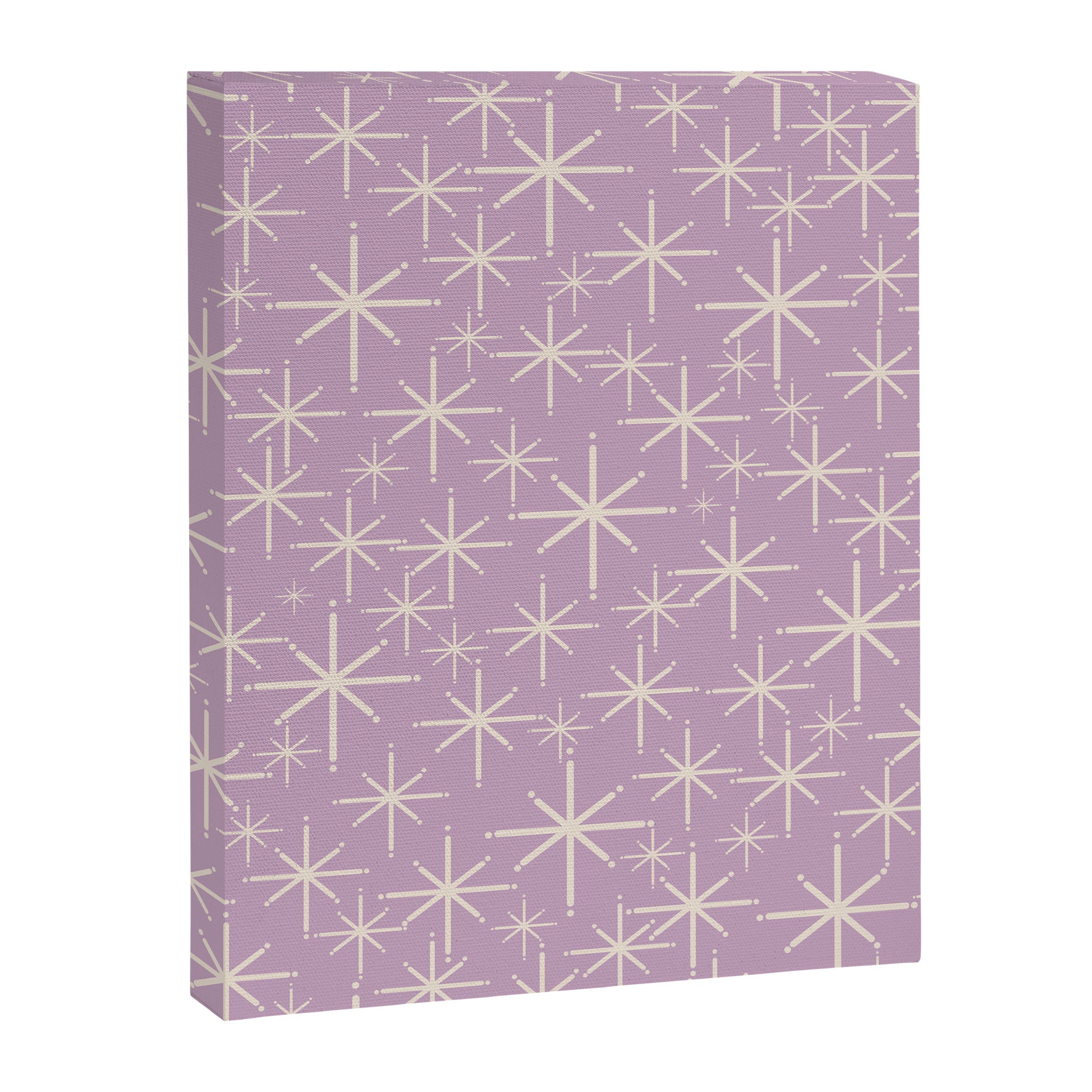 Mid Century Modern Twinkling Stars Retro Atomic Pattern Lavender Cream Canvas Print Gallery Image 8