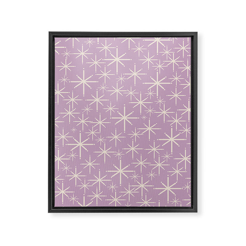 Mid Century Modern Twinkling Stars Retro Atomic Pattern Lavender Cream Framed Canvas Print Gallery Image 8