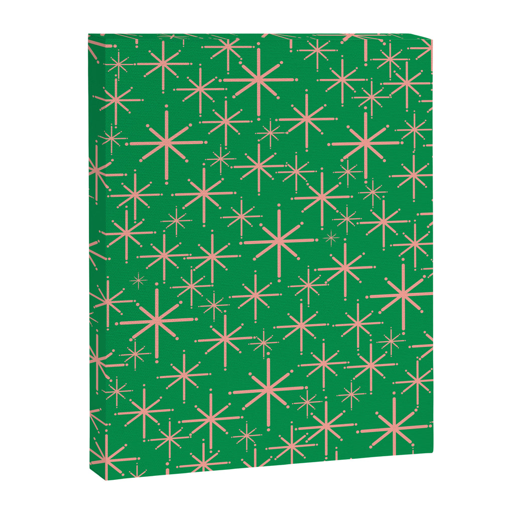 Mid Century Modern Twinkling Stars Retro Atomic Pattern Pink and Green Canvas Print Gallery Image 8