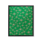 Mid Century Modern Twinkling Stars Retro Atomic Pattern Pink and Green Framed Canvas Print Gallery Image 8