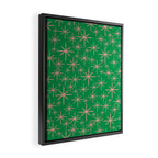 Mid Century Modern Twinkling Stars Retro Atomic Pattern Pink and Green Framed Canvas Print Gallery Image 2