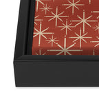 Mid Century Modern Twinkling Stars Retro Atomic Rust Pattern Framed Canvas Print Gallery Image 3