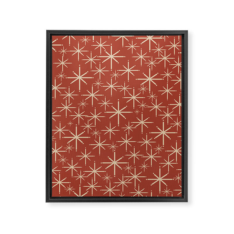 Mid Century Modern Twinkling Stars Retro Atomic Rust Pattern Framed Canvas Print Gallery Image 8