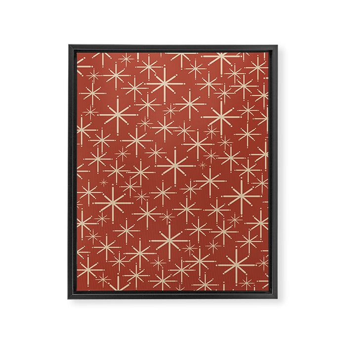 Mid Century Modern Twinkling Stars Retro Atomic Rust Pattern Framed Canvas Print Gallery Image 1