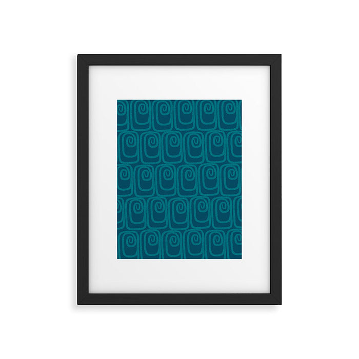 Mid Century Modern Twist 50s 60s Pattern in Moroccan Blue Tone Framed Art Print Gallery Image 1