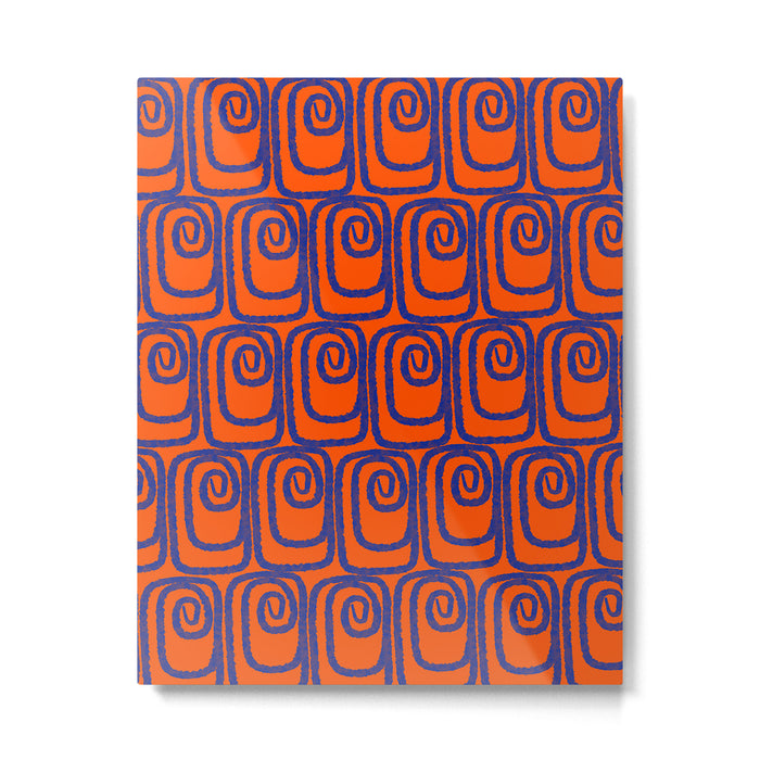 Mid Century Modern Twist Pattern in Orange and Bright Blue Metal Print Gallery Image 1