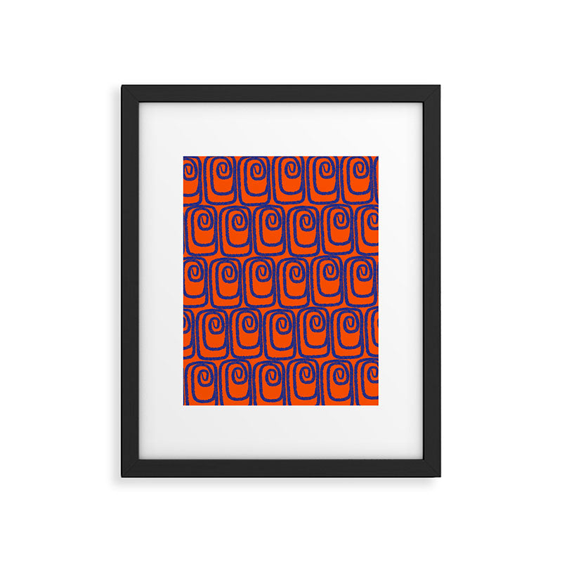 Mid Century Modern Twist Pattern in Orange and Bright Blue Framed Art Print Gallery Image 6