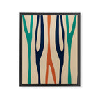 Mid Century Modern Wild Stripes Minimal Abstract Pattern Teal Navy Blue Burnt Orange Framed Canvas Print Gallery Image 8