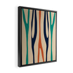 Mid Century Modern Wild Stripes Minimal Abstract Pattern Teal Navy Blue Burnt Orange Framed Canvas Print Gallery Image 2