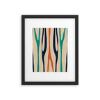Mid Century Modern Wild Stripes Minimal Abstract Pattern Teal Navy Blue Burnt Orange Framed Art Print Gallery Image 6