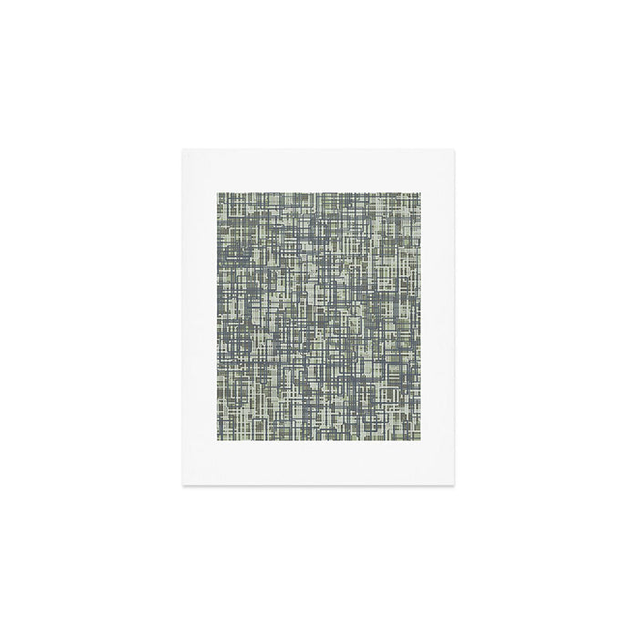 Mid Century Modern Woven Circuit Pattern in Sage Green and Blue Gray Art Print Gallery Image 1