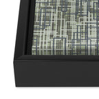 Mid Century Modern Woven Circuit Pattern in Sage Green and Blue Gray Framed Canvas Print Gallery Image 3