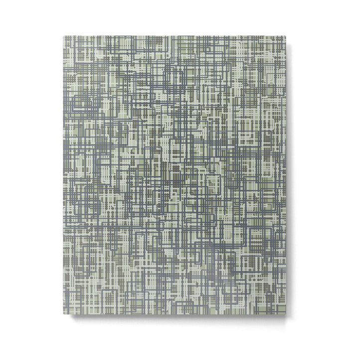 Mid Century Modern Woven Circuit Pattern in Sage Green and Blue Gray Metal Print Gallery Image 1