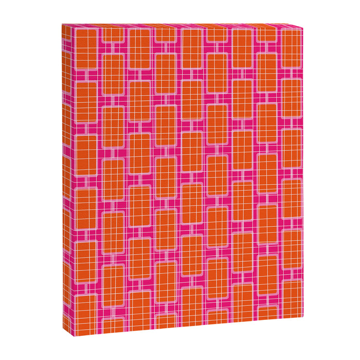 Mid Century Modern Woven Link Pattern Hot Pink and Orange Canvas Print Gallery Image 1